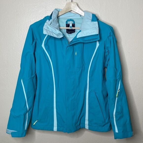 The North Face Jacket Women's SP Blue Full Zip Hooded Pockets HyVent Outdoors - Picture 1 of 15